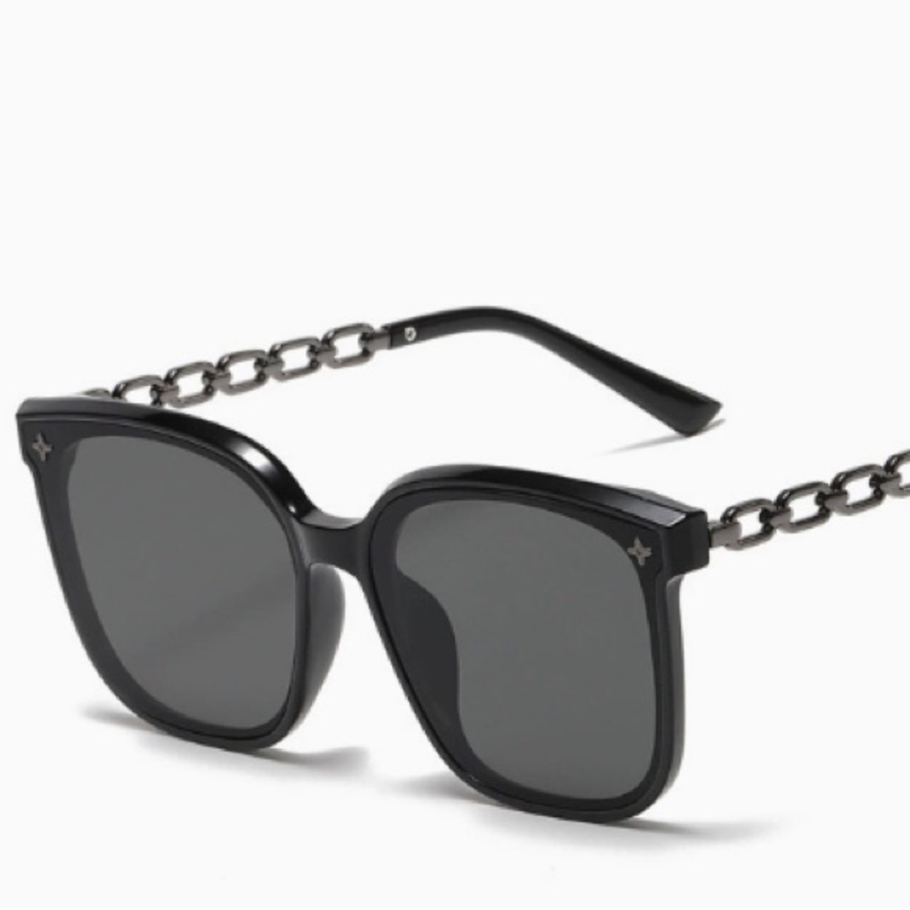 Chain-Arm Black Sunglasses - Brand Not Visible